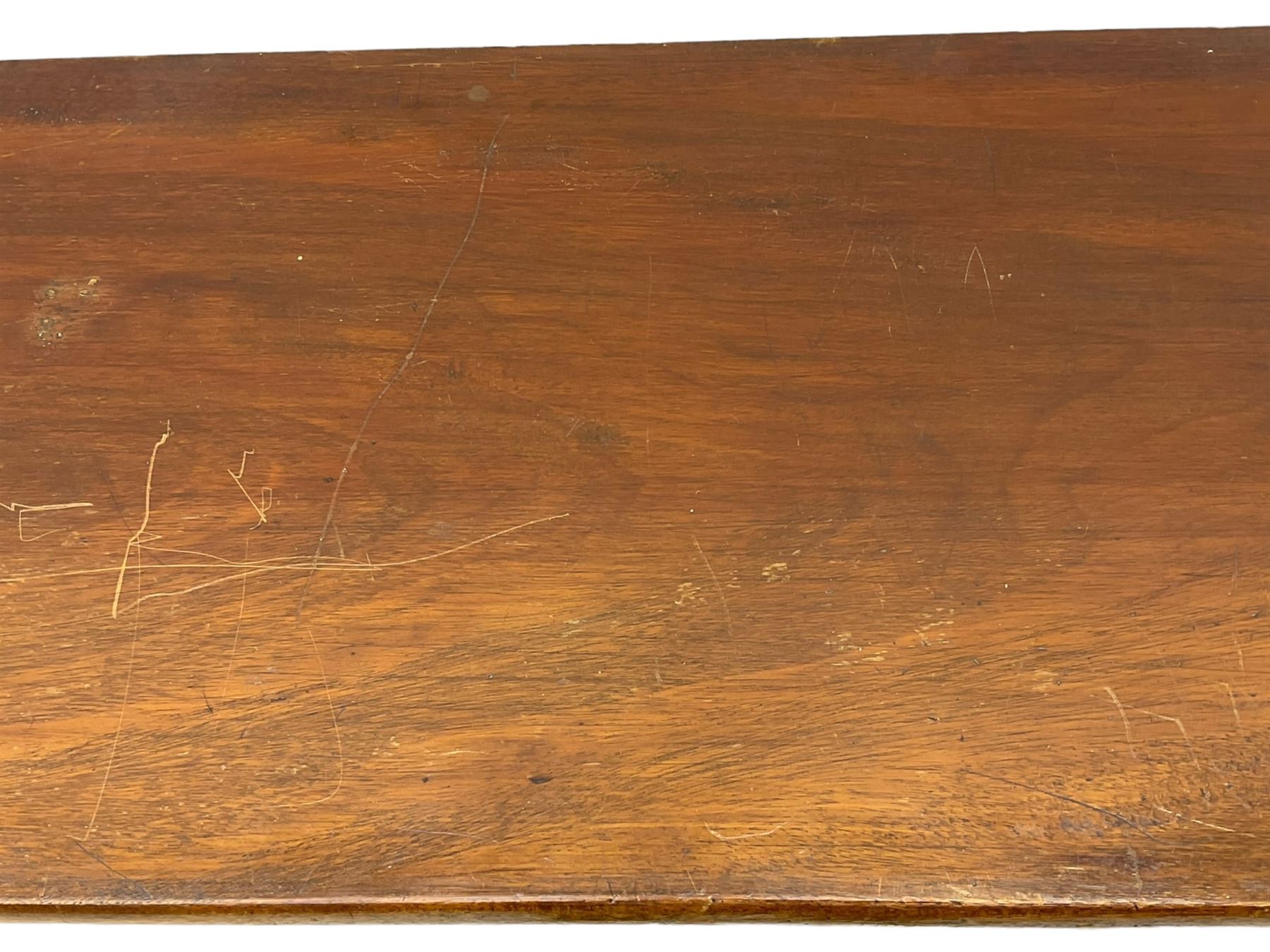 Early 20th century mahogany bookcase, rectangular top over two glazed doors, fitted with four adjustable shelves, on turned bun feet 