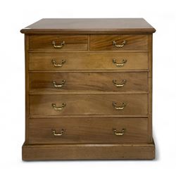 Large Victorian mahogany chest, moulded rectangular top over two short and three long graduating drawers, on plinth base 