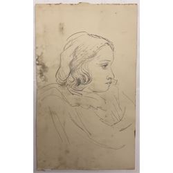 Attrib. Harold Knight (Staithes Group 1874-1961): 'Maggie Ward Verrill' 'Mrs Hannah Ward' et al., six pencil sketches unsigned some titled 26cm x 20cm (6) (unframed) 
Provenance: Hannah Ward was the vendor's great great grandmother and Margaret Verrill, Hannah's daughter. The Ward/Verrill families who lived in Gun Gutter and Church Street Staithes, had connections with Harold Knight. Hannah who owned three or four cobles and several properties in Staithes probably features in several of Knight's paintings.