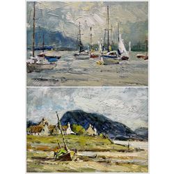 Tom Oldham (British 1928-2019): 'Plockton' and 'Wast Water - Sail Club', two oils on board...