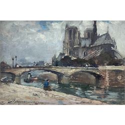 Margaret Thomson Wilson (Scottish 1864-1912): 'Notre Dame', oil on panel signed, titled on label verso 17cm x 24cm 