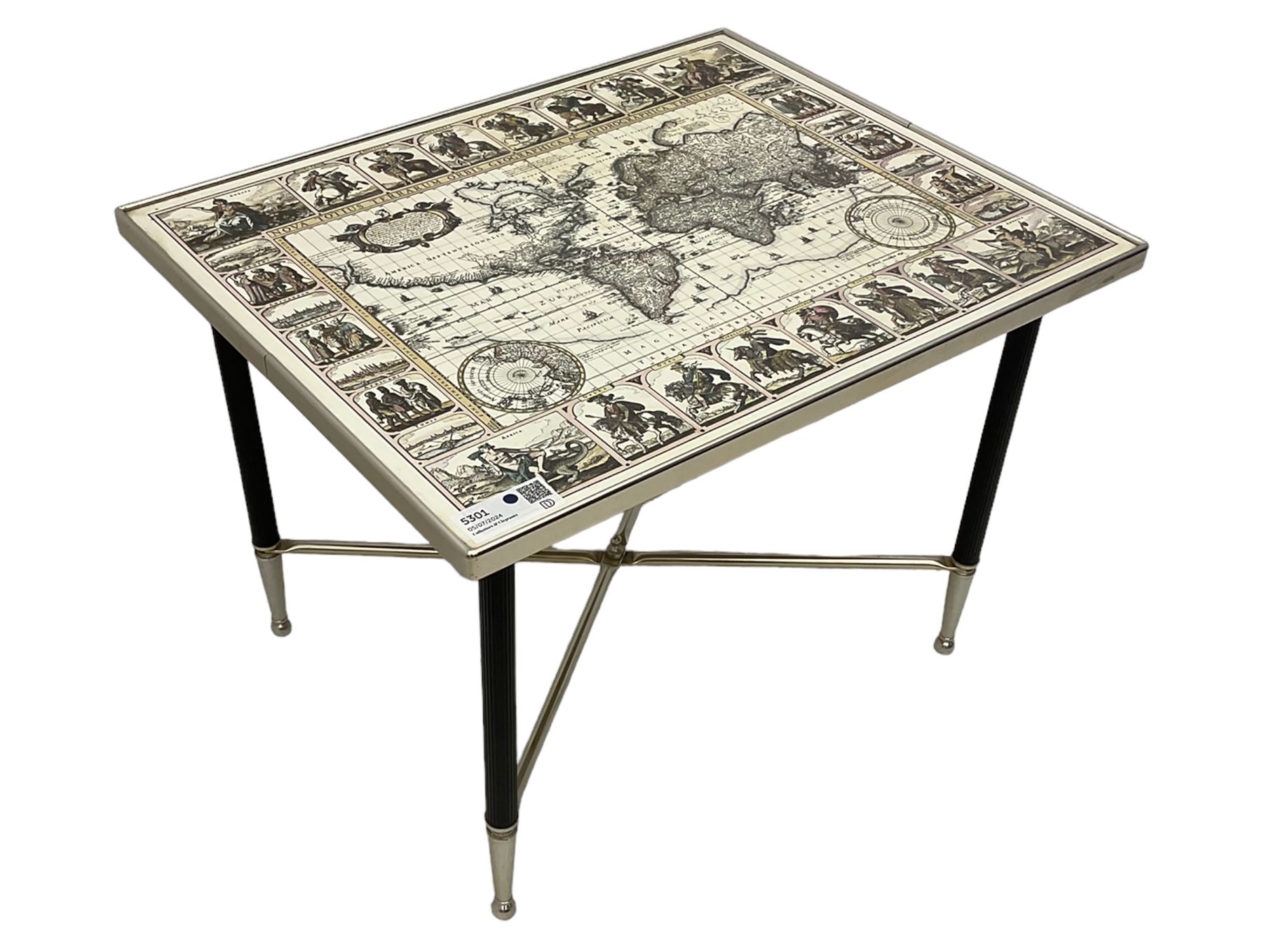 Coffee table with map print top