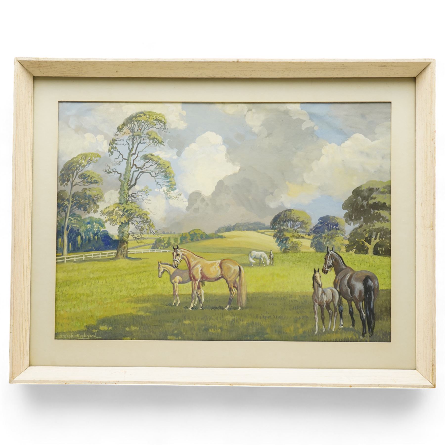 Joseph Appleyard (Yorkshire 1908-1960): Horses and Foals in the Pasture, gouache signed 35cm x 49cm