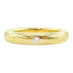 18ct gold rubover set single stone, round brilliant cut diamond ring, London 1994