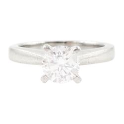 Platinum single stone round brilliant cut diamond ring, Birmingham 2008, diamond approx 0.85 carat