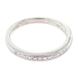 Platinum channel set round brilliant cut diamond half eternity ring, hallmarked