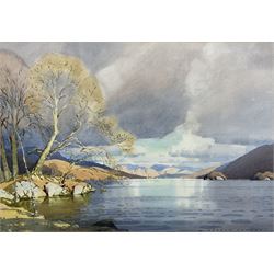 William Heaton Cooper RI (British 1903-1995): Derwentwater, watercolour signed 38cm x 54cm