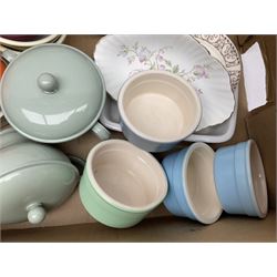 Collection of pastel coloured ramakins and pie dishes, including examples by Tala and Pots & Co, etc