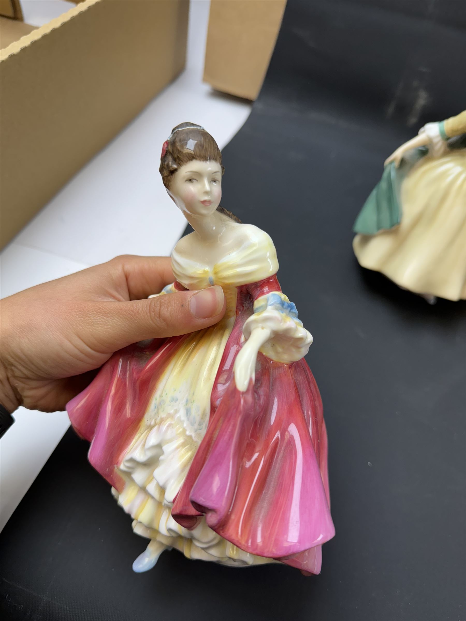 Eight Royal Doulton figures, including Lambing Time, Innocence, Ascot, Alison etc 