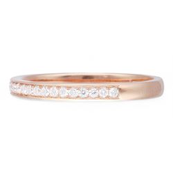 18ct rose gold channel set round brilliant cut diamond half eternity ring, hallmarked, total diamond weight 0.18 carat