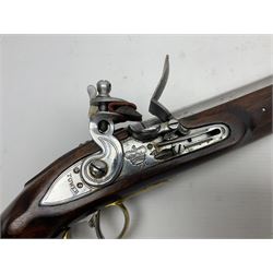 RFD ONLY AS NO VISIBLE PROOF MARKS - modern Indian flintlock .65 cal. belt pistol marked with crowned GR and Tower, 29cm barrel and brass skull crusher butt, serial no.2169 L50cm