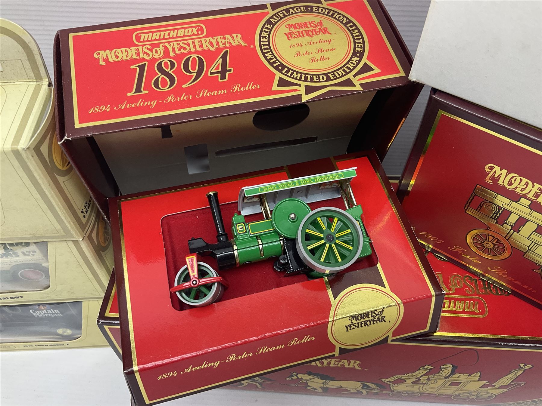 Matchbox - approximately sixty Models of Yesteryear to include special edition 1820 Passenger Coach and Horses, limited editions 1894 Aveling-Porter Steam Roller, 1829 Stephensons Rocket and 1905 Fowler Showman’s Engine; older models from the 1970s such as Y-1 1911 Model ‘T’ Ford, and a large quantity of modern models with reference materials in folder; mostly boxed 