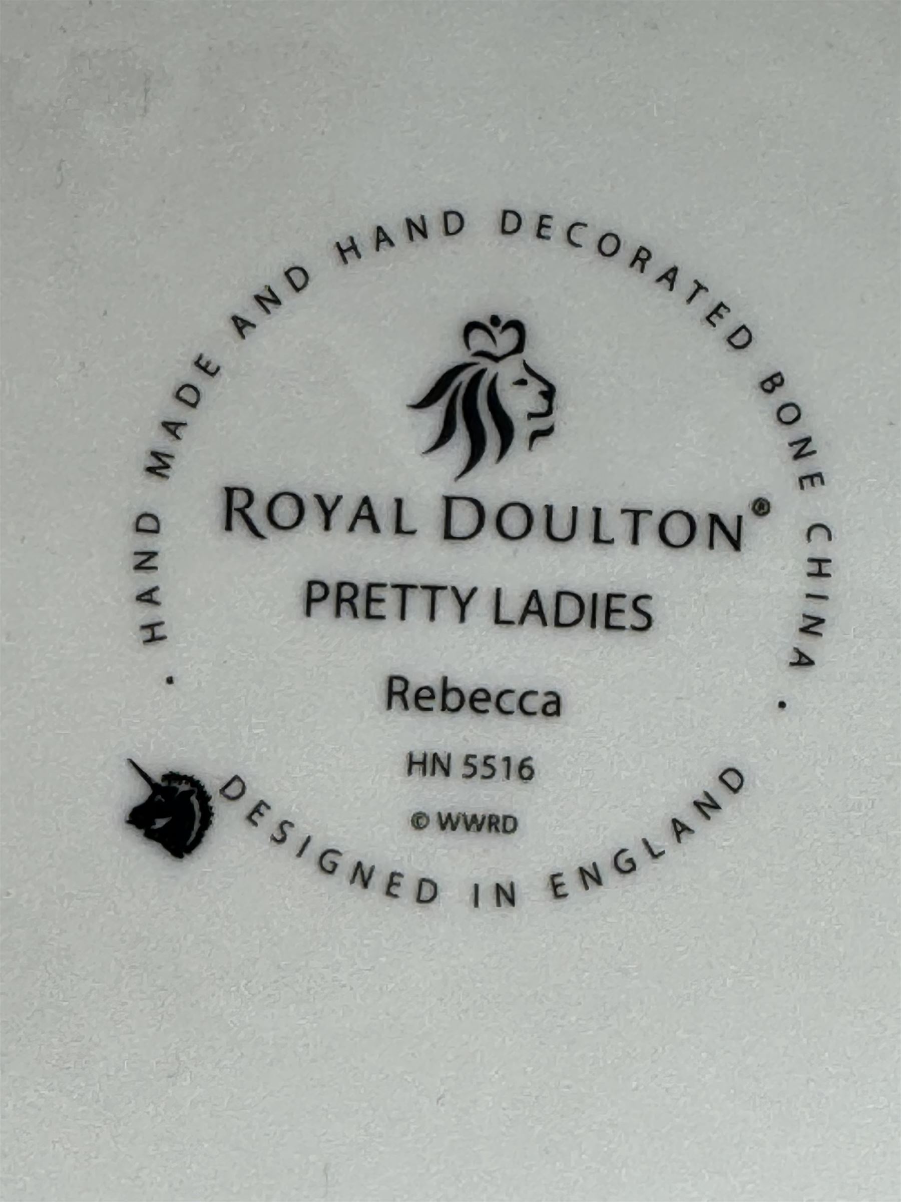 Four Royal Doulton Pretty Ladies 'Coralie' HN4929, 'Pamela' HN5407, Samantha HN5260, and 'Rebecca' HN5516; together with two The English Ladies Co figures 'Lady Epsom' and 'Lady Windsor'; Coalport 'Caroline' and another porcelain lady (8)