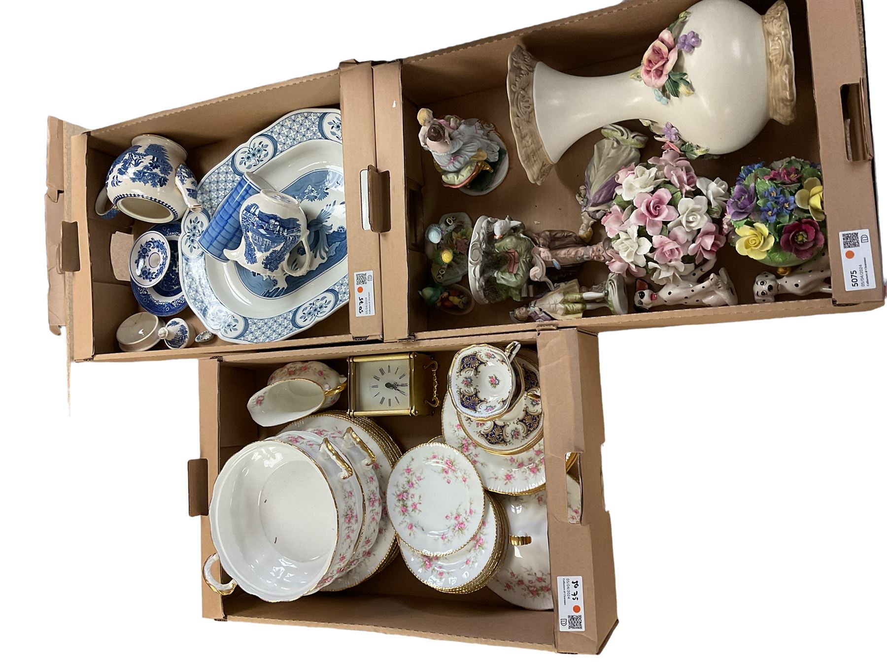 Collection of ceramics including Paragon Victorian Rose dinner wares, figures etc in three boxes 