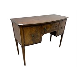 Georgian design mahogany bow-fronted sideboard, banded top over single drawer and two cupboards, on square tapering supports 