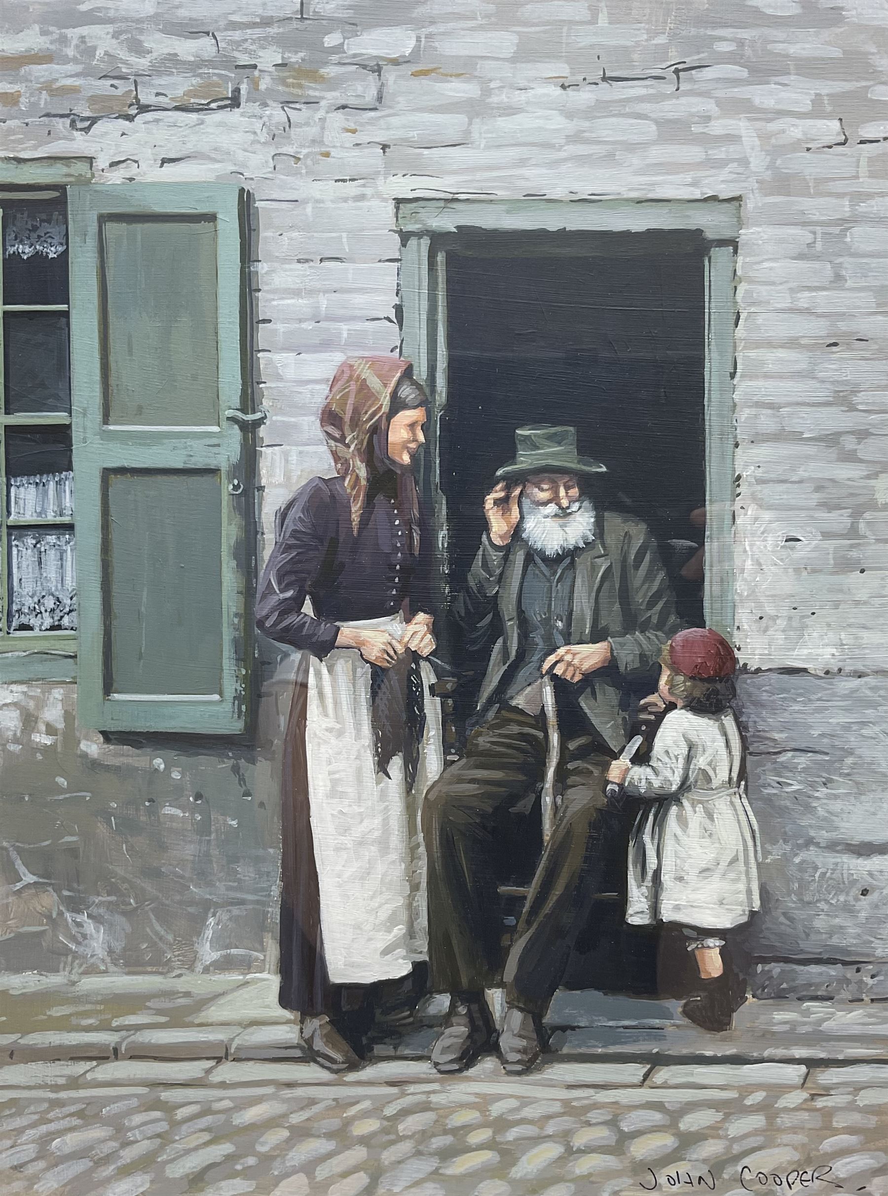 John Cooper (British 1942-) after Francis Meadow Sutcliffe (British 1853-1941): The Fisherman's Family, gouache signed 39cm x 29cm 