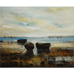  Ronald Pawson (British c.1917-1977): 'Low Tide', oil on canvas signed, titled and signed with artist's address verso 50cm x 60cm  