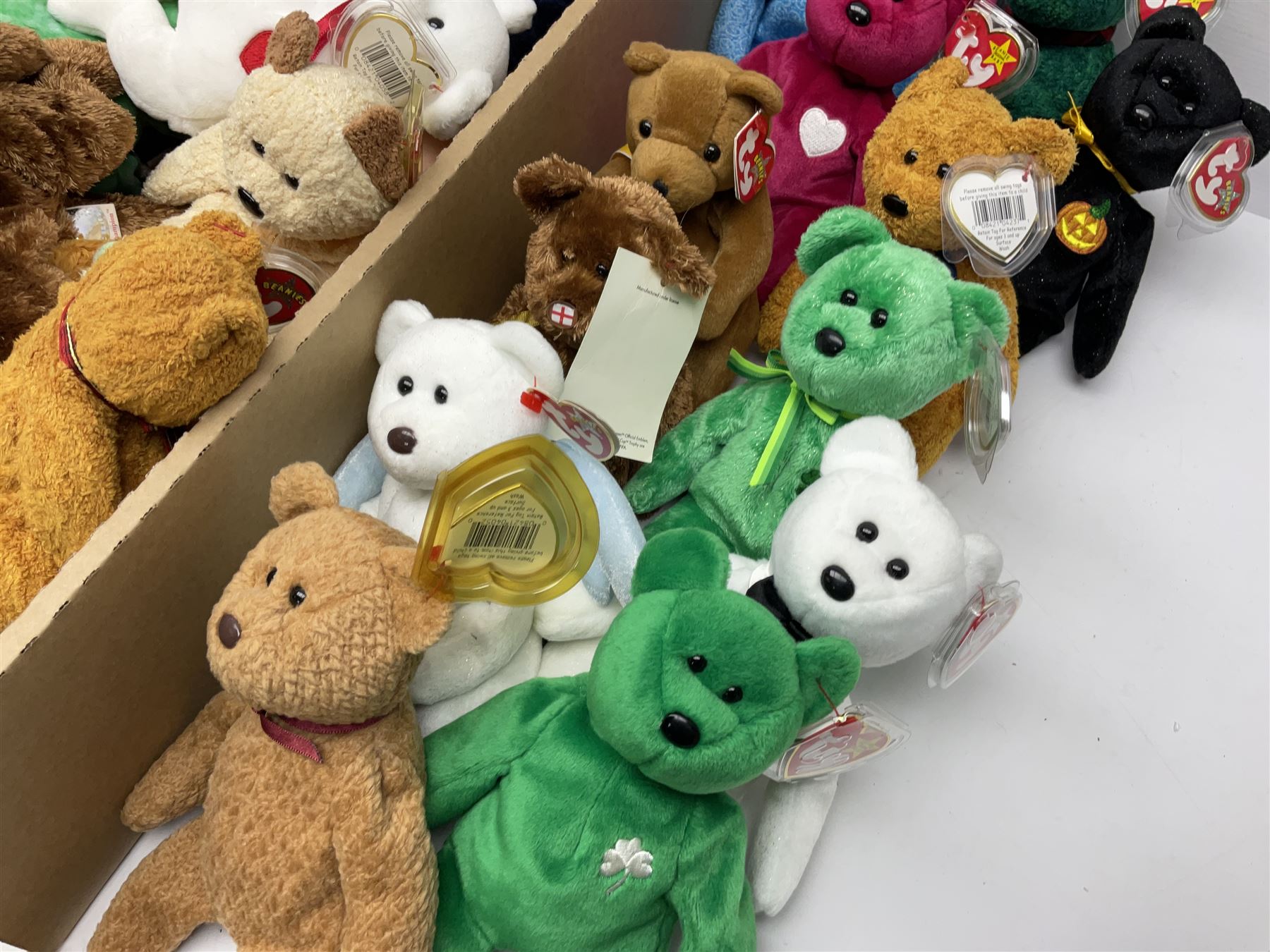 Fifty Ty Beanie babies, including Dublin, Haunt, Star, Premier, Valentine, Fuzz etc 