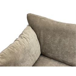 Next Home - corner sofa upholstered in grey fabric, on block feet 