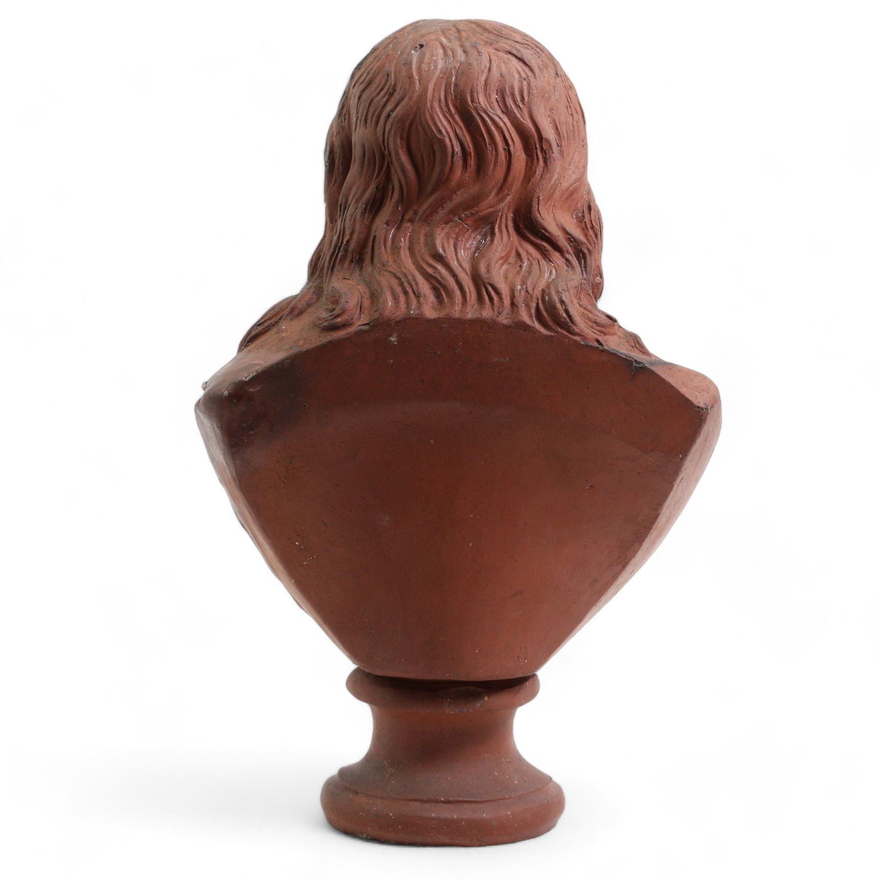 19th century terracotta library bust of John Milton (1608-1674) H29cm