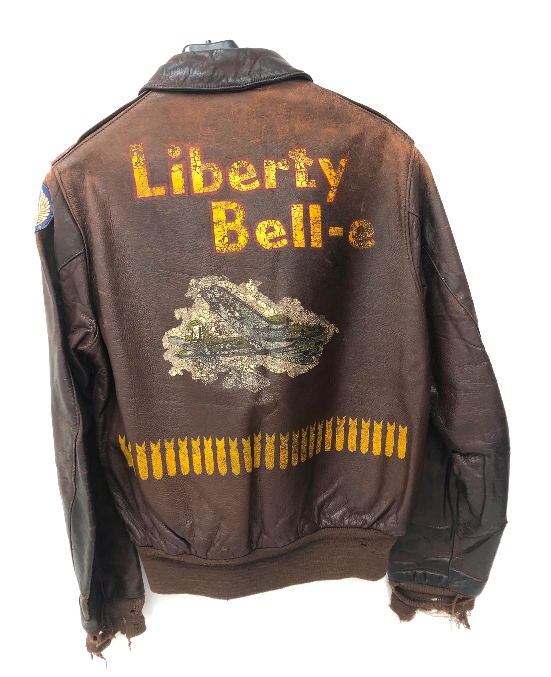 WW2 US Air Force brown leather flying jacket, back painted 'Liberty ...