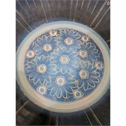 French pressed glass dish with floral decoration, D35cm