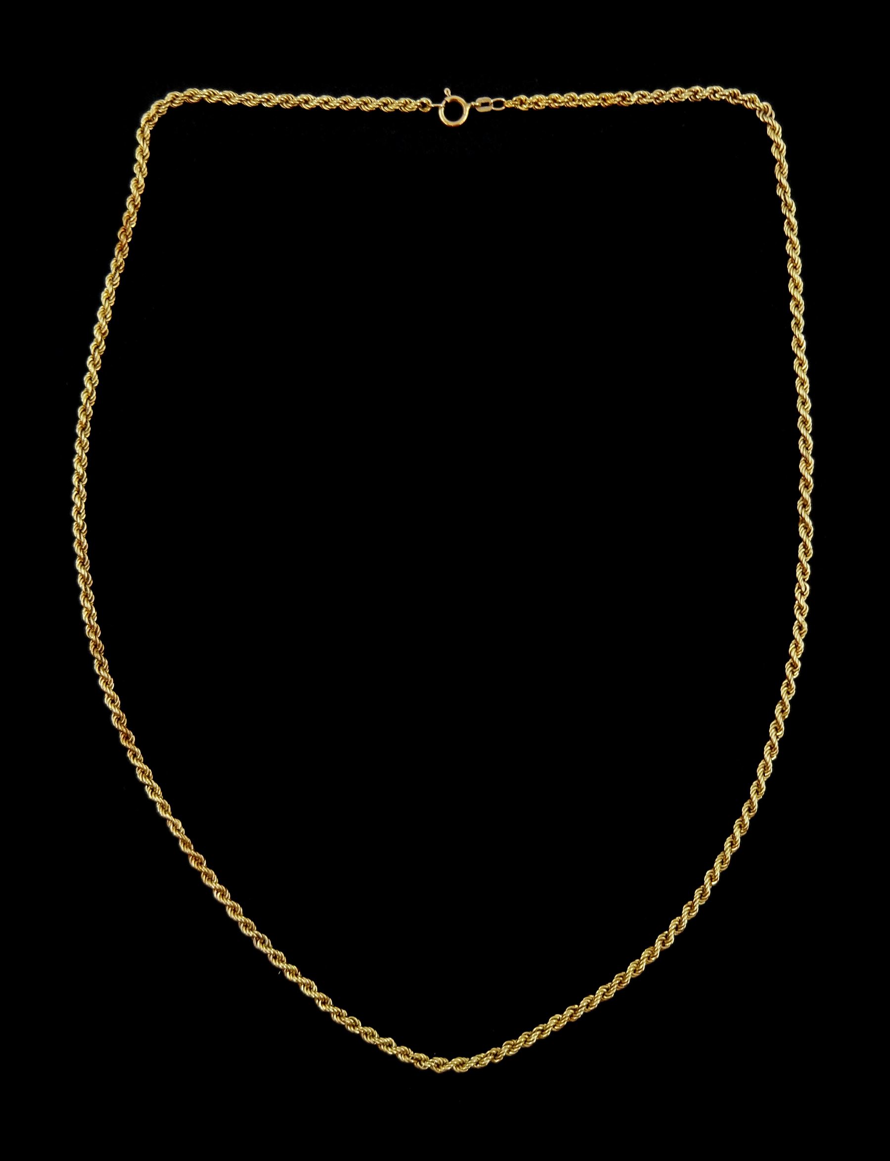 9ct gold rope twist chain necklace, hallmarked