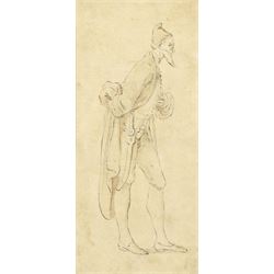 French School (18th Century): A Humble Courtier, pencil and wash unsigned 16cm x 7cm 