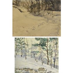 Henrietta Lister (British 1895-1959): Snowy Landscape, watercolour signed and dated 1947, 28cm x 37cm; together with another similar unsigned watercolour 24cm x 30cm (2)