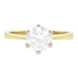 18ct gold single stone round brilliant cut diamond ring, diamond approx 0.80 carat