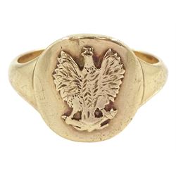 9ct gold Polish Eagle signet ring, London 1989