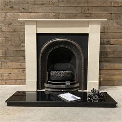 Aurora Dorchester Black Fire suite - granite style surround with cast iron insert, electri...