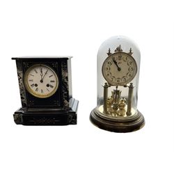 Victorian slate marble clock and a Schatz anniversary clock