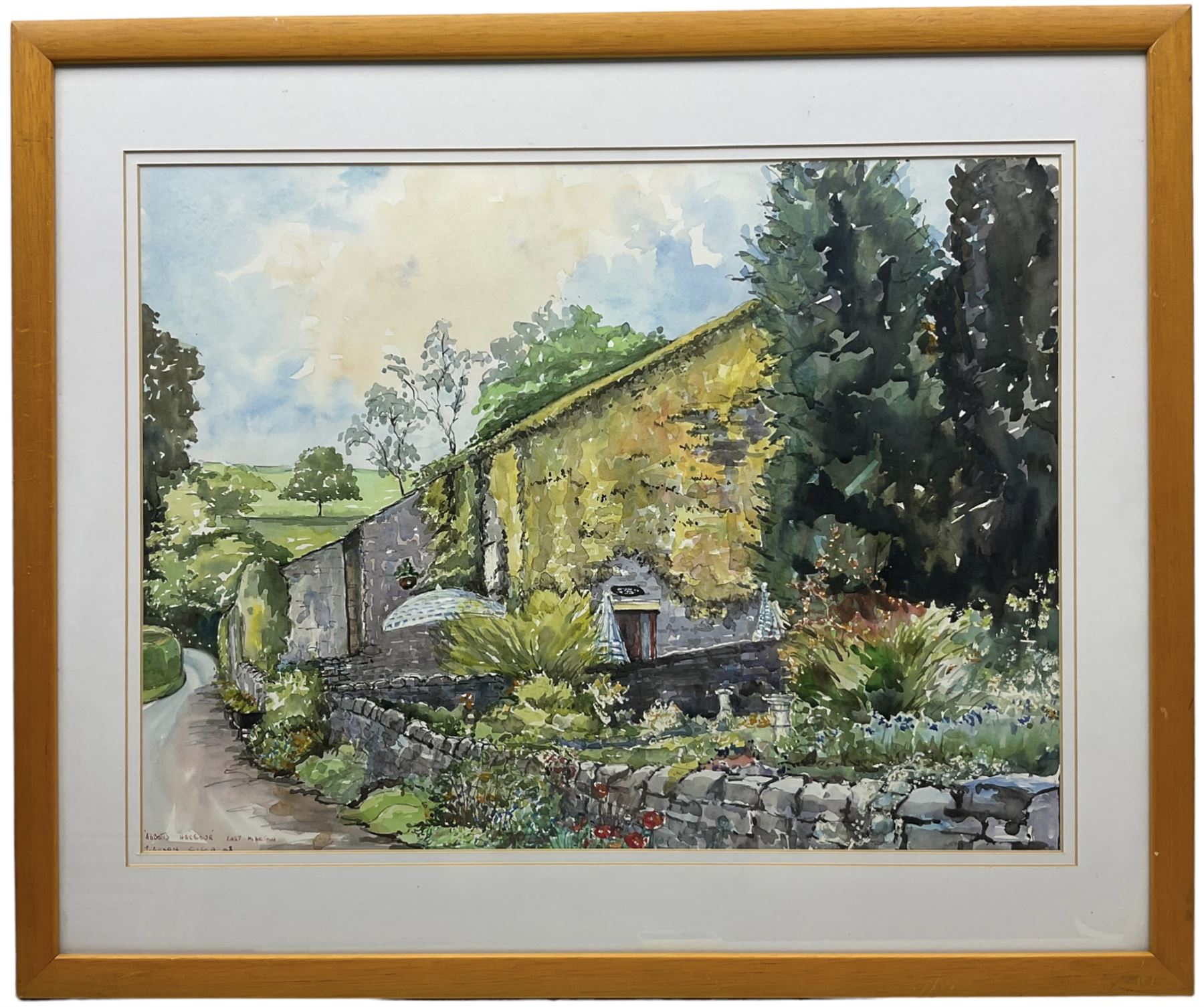 Thomas Coxon (British 20th Century): 'Abbots Harbour - East Marton', watercolour signed titled and dated '08, 37cm x 49cm; MS (British 19th Century): Little Cottage Garden, watercolour signed with initials and dated 1913, 28cm x 21cm (2)