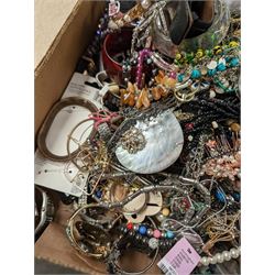 Large collection of costume jewellery, including necklaces, brooches, earrings, etc and wristwatches