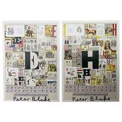 Peter Blake (British 1932-): 'H' and 'E' Postcards from 'An Alphabet' series, signed; toge...