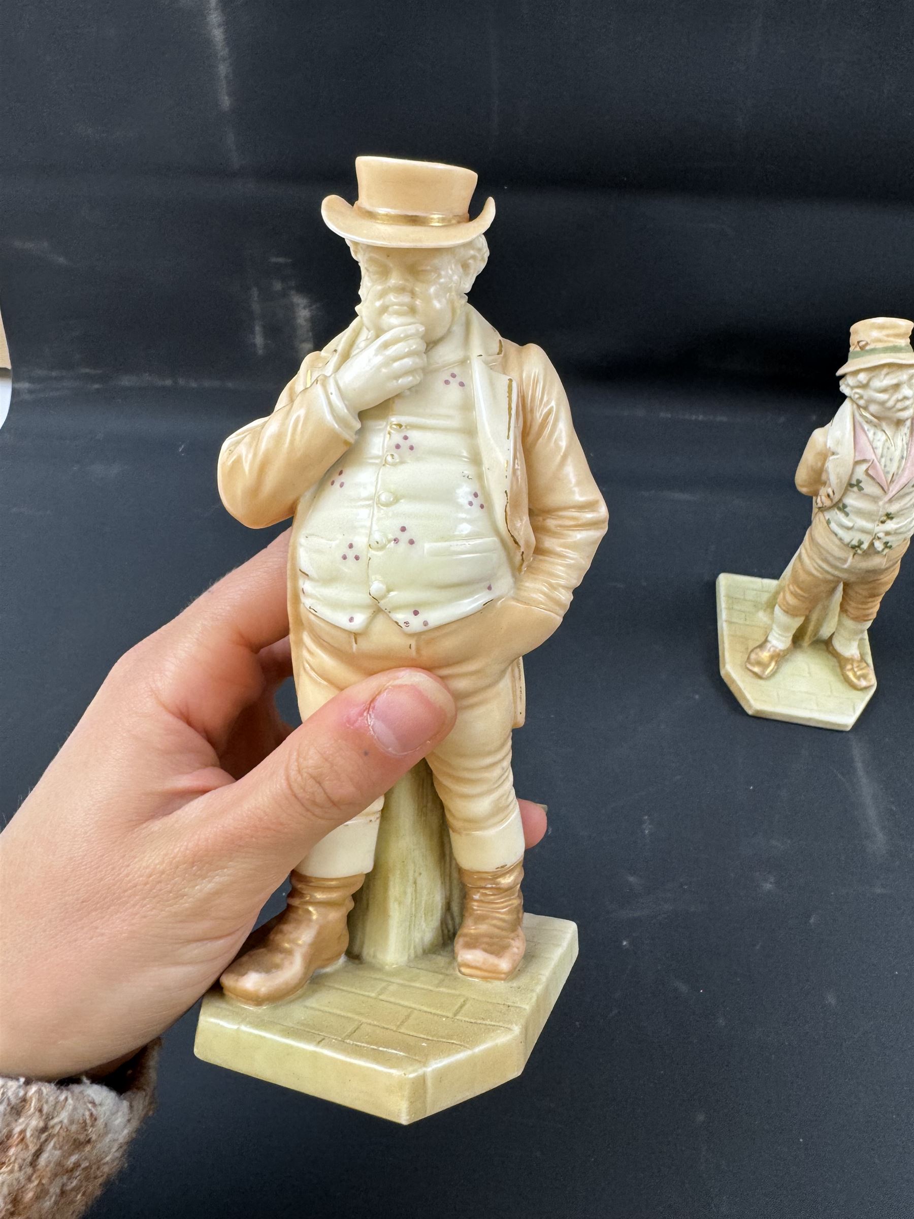 Two Royal Worcester blush ivory figurines, comprising Irish Man and John Bull, both with printed mark beneath, H18cm