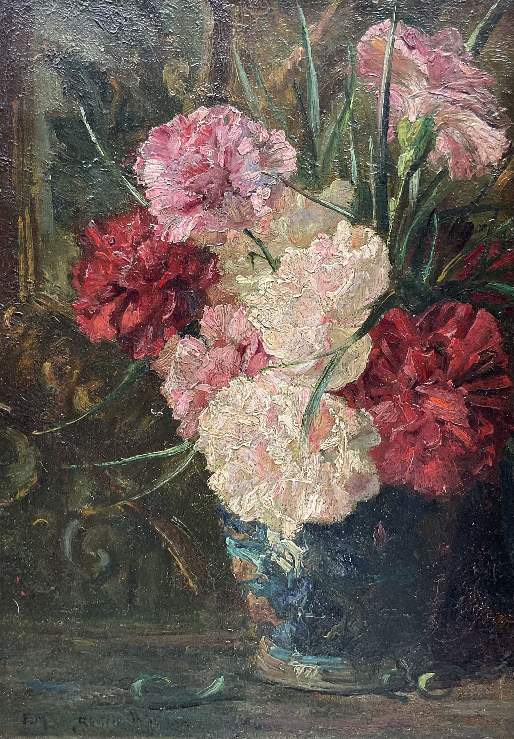 Peter MacGregor Wilson (Scottish 1856-1928): Still Life of Carnations, oil on canvas signed 34cm x 24cm