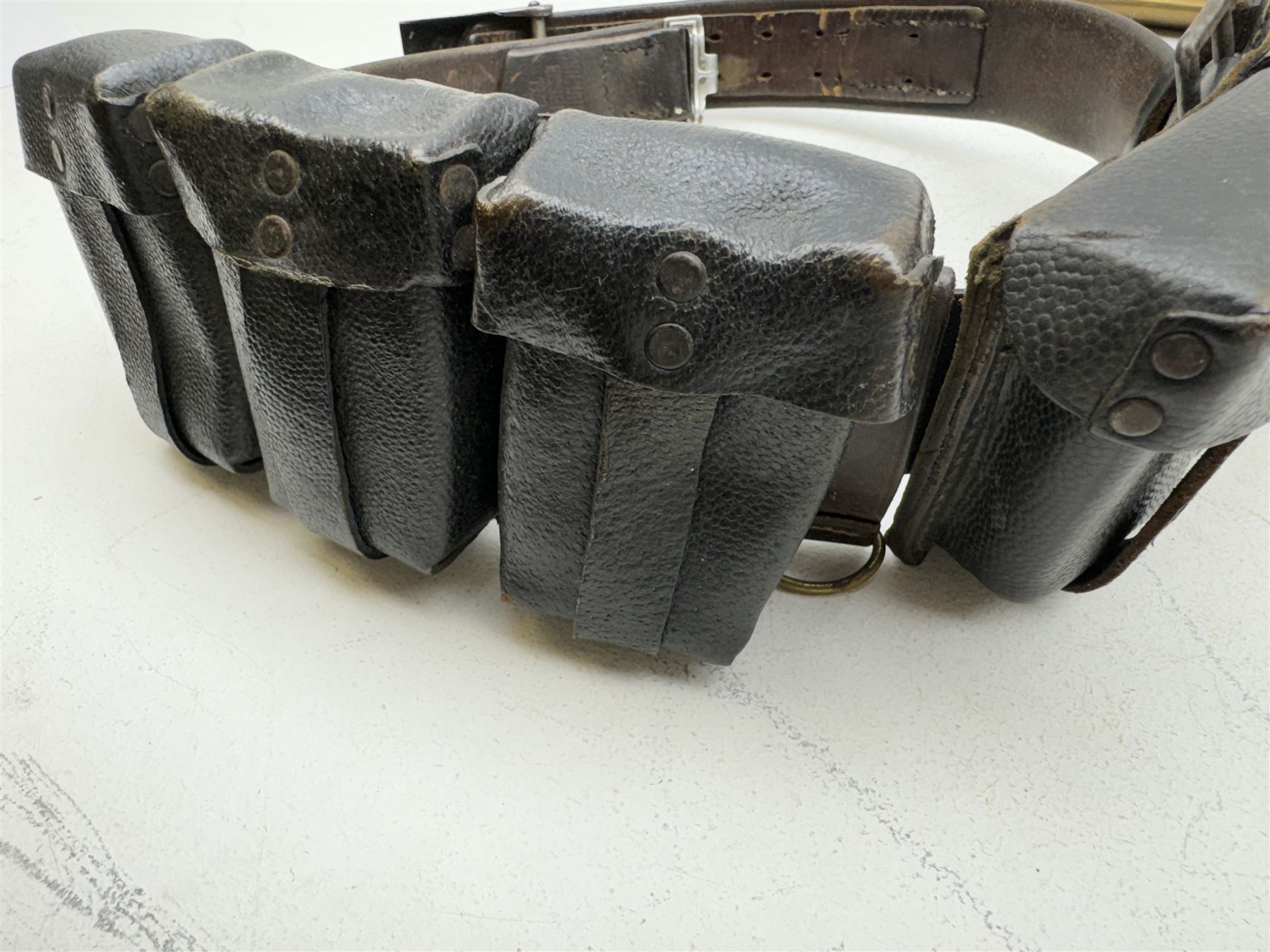 WWII Third Reich German Luftwaffe belt and buckle marked 1938, with six bullet pouches attached