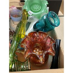 Collection glass including carnival glass, vases, dishes etc 