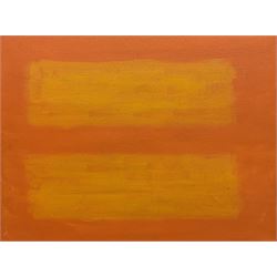 David Fraser Scott (Northern British Contemporary): 'Yellow on Orange', oil on canvas signed, titled and dated 2009 verso 30cm x 40cm (unframed)