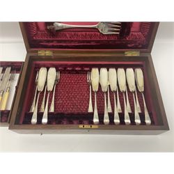 Canteen of cutlery by George Davis, Halifax, with silver ferrules 