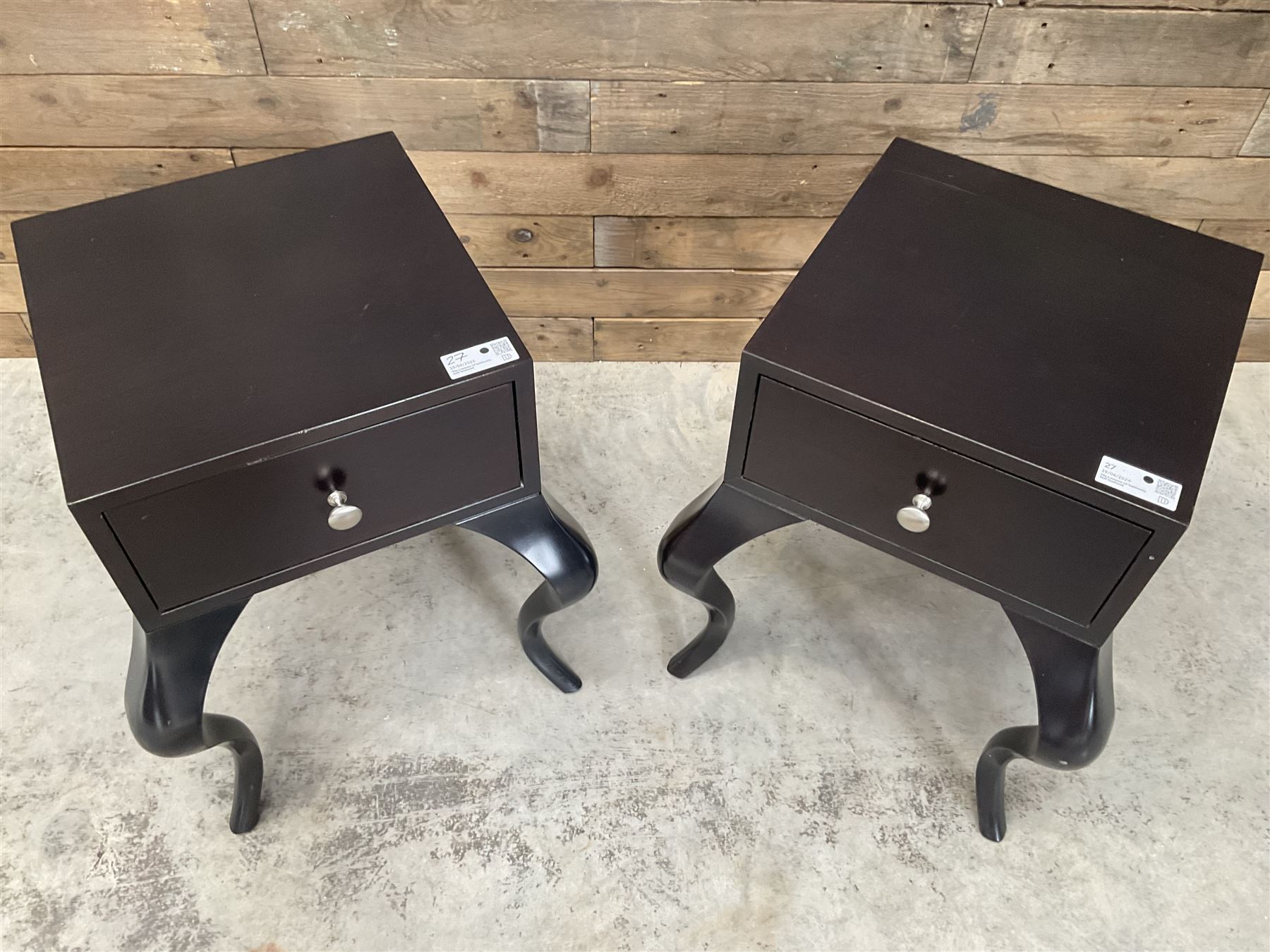 Pair of rosewood finish bedside chests