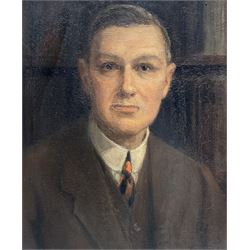 Mary Hill (British 1870-1947): Portrait of 'John Percival Hill Esq', oil on panel signed w...