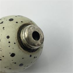 Victorian silver mounted scent bottle, modelled in the form of an egg, possibly McIntyre, the screw threaded cover stamped Silver, the body marked with registration no. 20772, H5.5cm