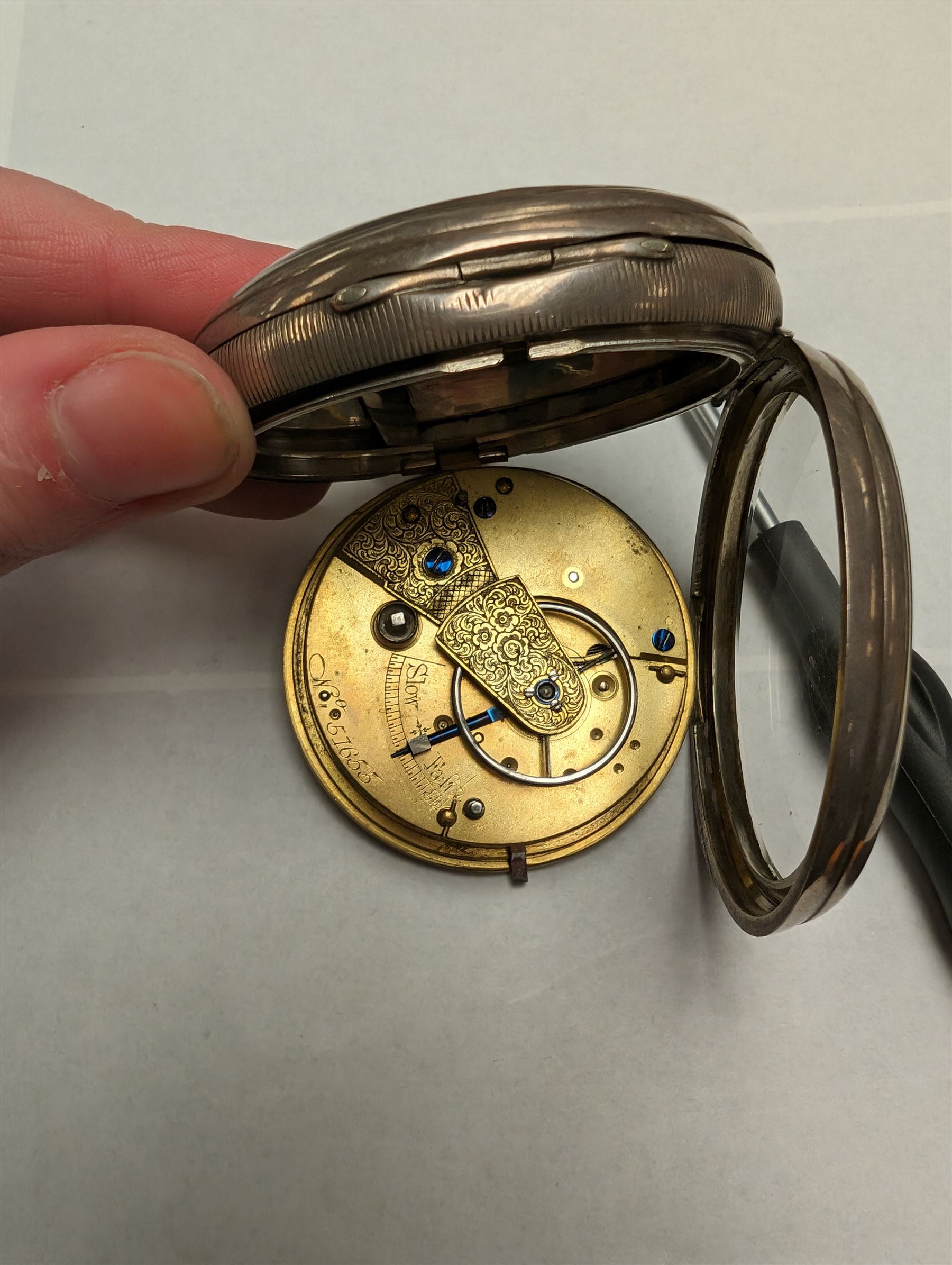 Victorian silver open face lever pocket watch, No. 51655, silvered dial with Roman numerals and subsidiary seconds dial, case by John Harris, London 1875