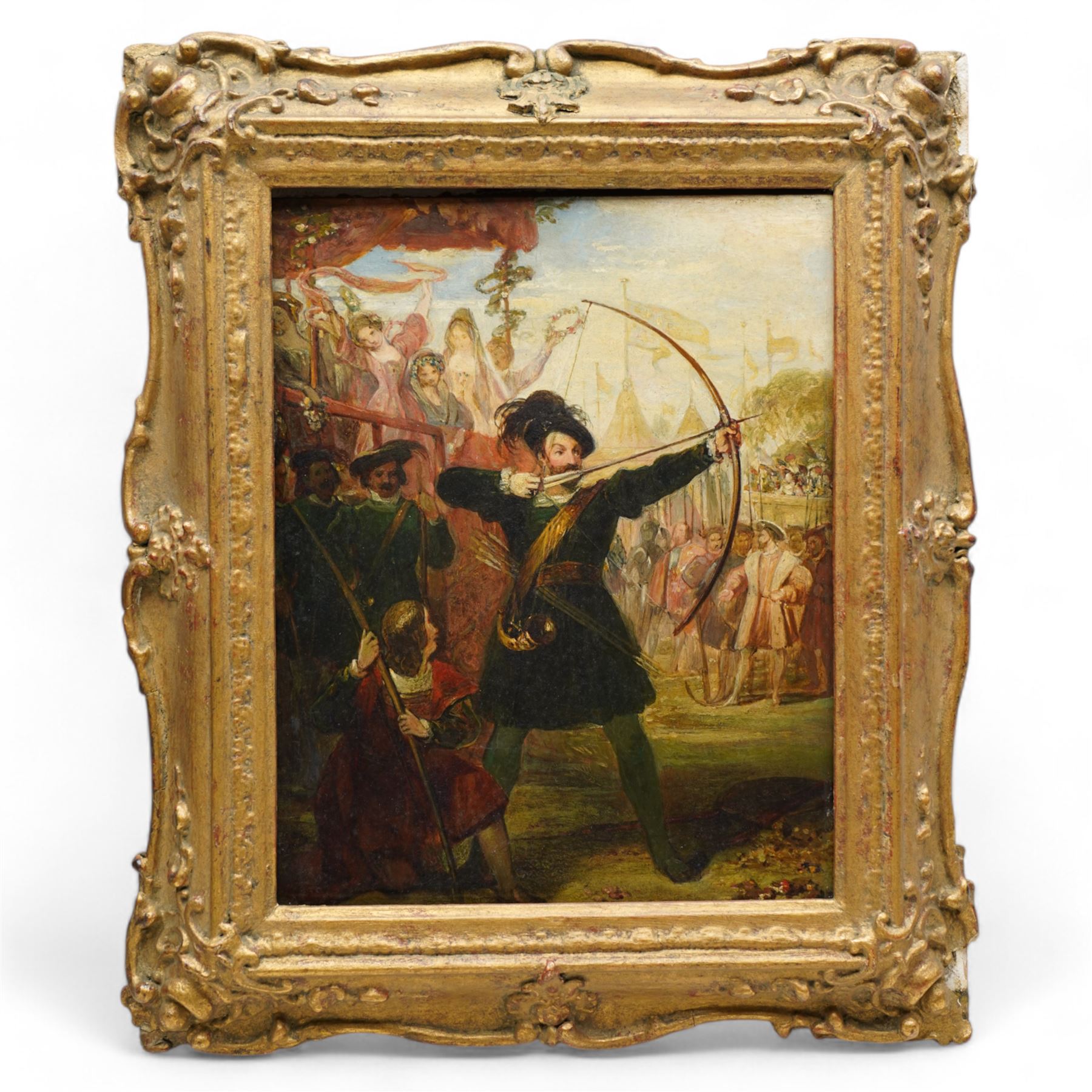 Francis Philip Stephanoff (British 1790-1860): Young Henry VIII as an Archer, oil on panel signed 26cm x 20cm