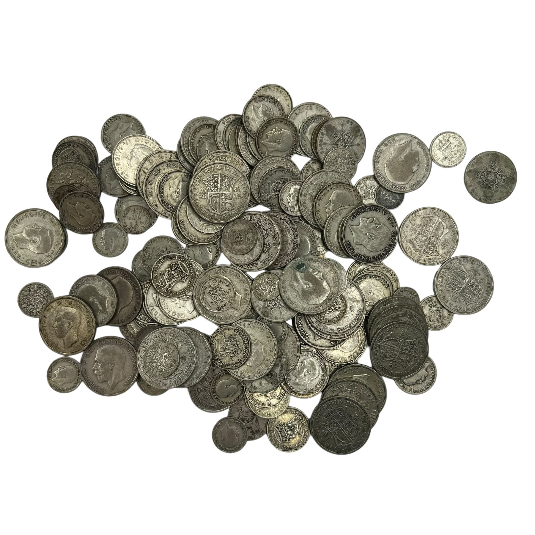 Approximately 1200 grams of Great British pre 1947 silver coins, including sixpences, one shillings etc