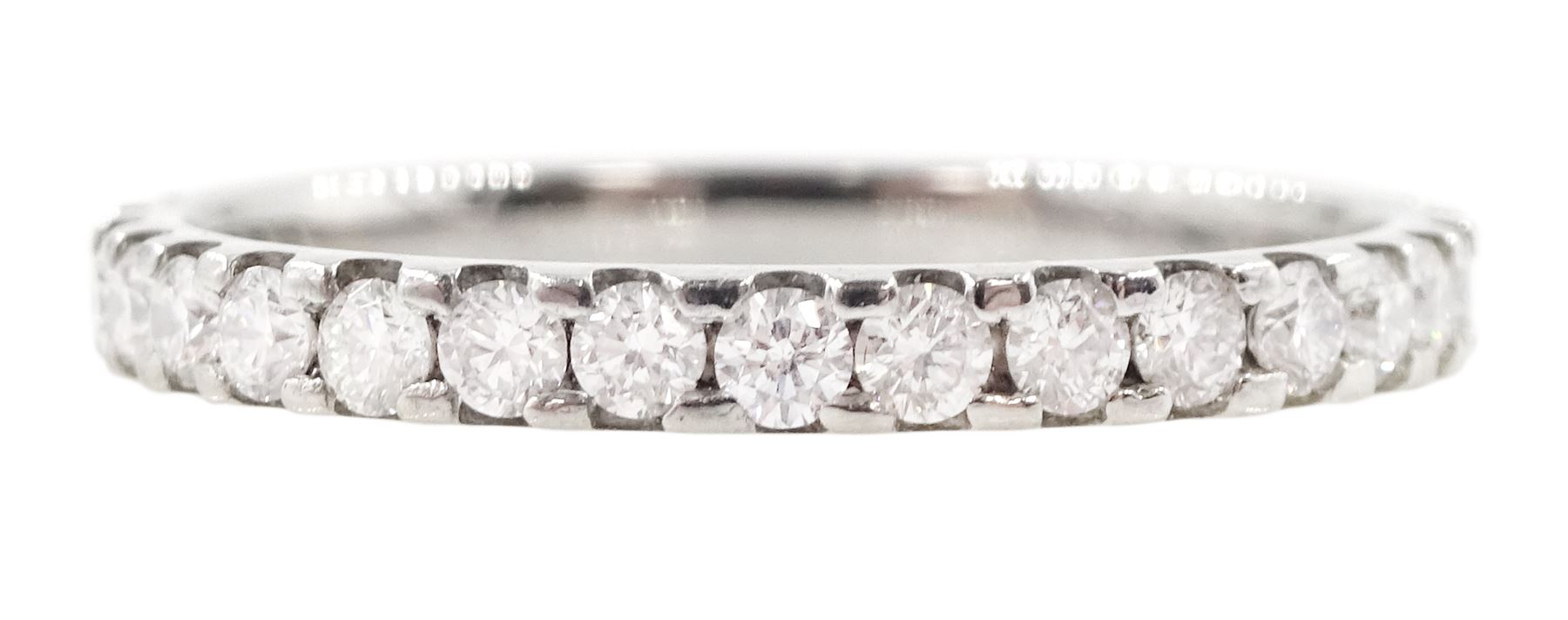 Platinum round brilliant cut diamond half eternity ring, hallmarked