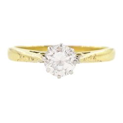 18ct gold single stone round brilliant cut diamond ring, stamped 18ct Plat, diamond approx 0.50 carat